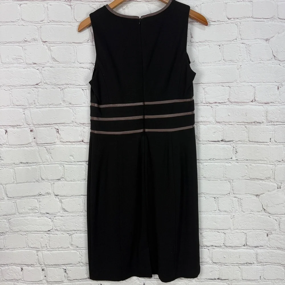 Lauren Ralph Lauren Black Sheath Dress Size 10 |Sleeveless Midi Faux leather - Picture 5 of 10